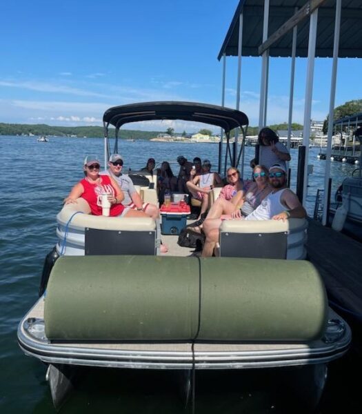 Family enjoying a triple hule pontoon